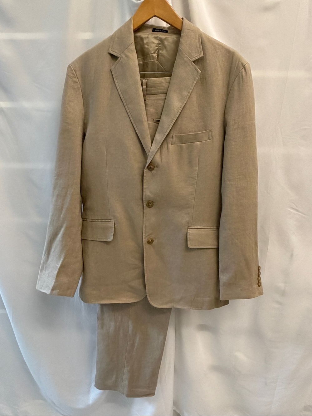 J.Crew Factory Men's 100% Linen 2-Piece Suit Tan Khaki 42R 36W x 32L